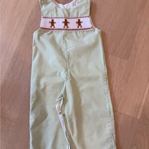 Green Kids One Piece with Gingerbread Design